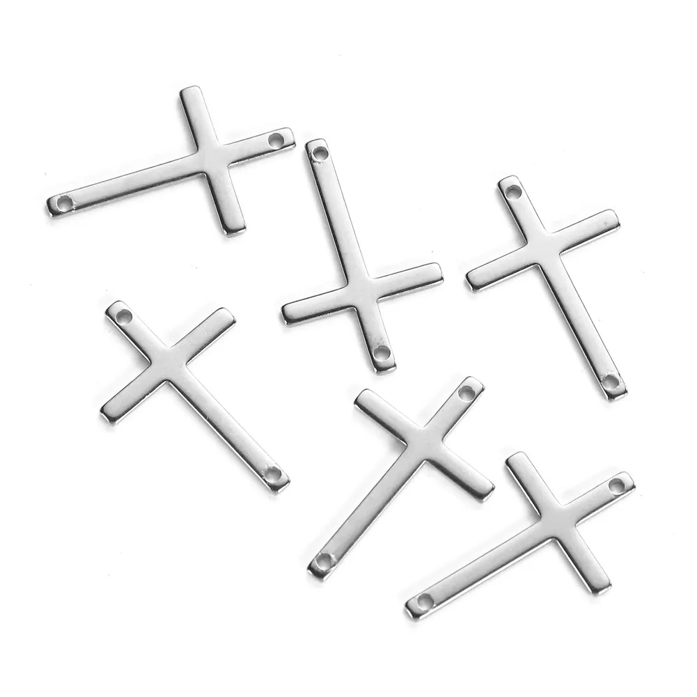Silver Color 20 шт./лот Разъем Подвеска В Форме Креста христианские двойные отверстия крест Подвески подходят браслет ожерелье Подвески самодельные ювелирные изделия - Окраска металла: Silver Color