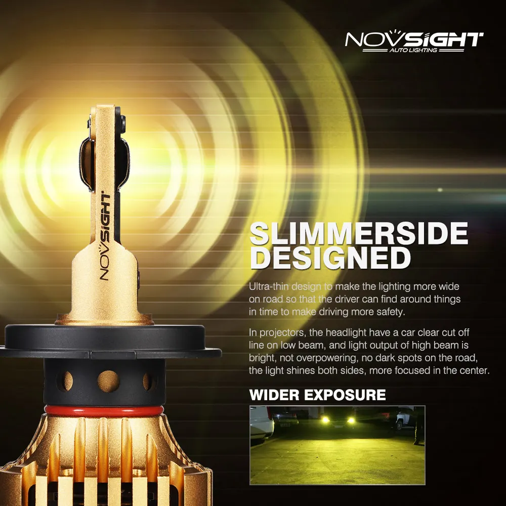 NOVSIGHT супер яркие H4 светодиодные фары H7 H11 H1 9005 9006 Автомобильные лампы 72 Вт 12000LM 3000K