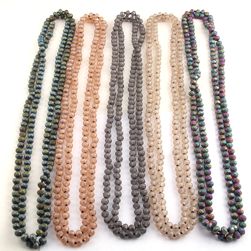 Модное ожерелье с подвеской из матового хрусталя узлом 5 х8 женское драгоценных