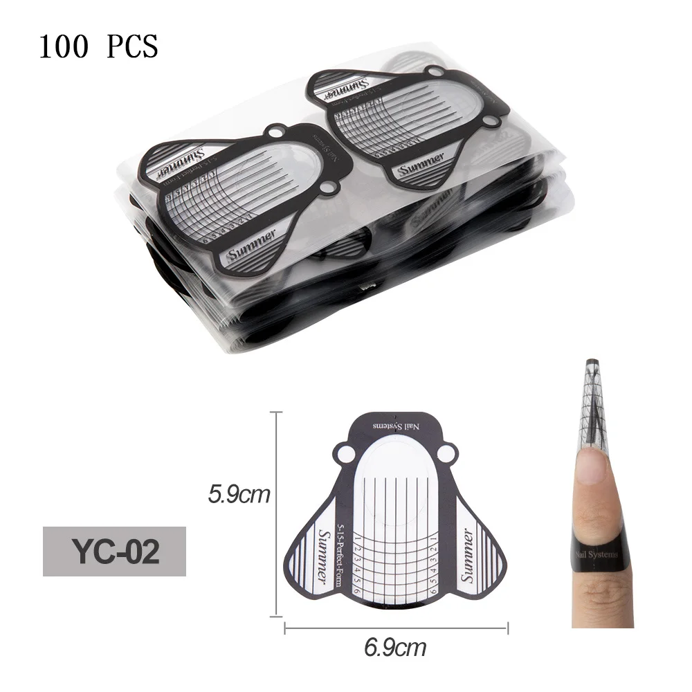 YC-02 Dmoley, 100 шт, французская форма для ногтей, профессиональные акриловые наконечники, 10 видов для наращивания ногтей, Гель-лак для ногтей, инструменты для дизайна ногтей - Цвет: YC-02