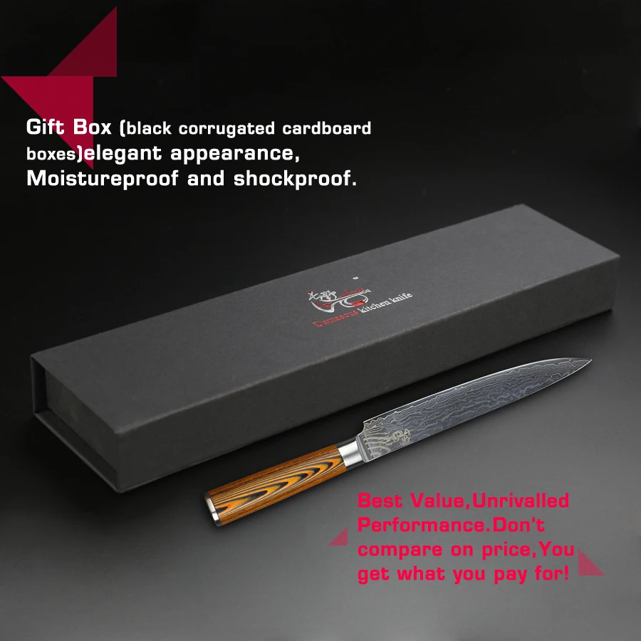 HAOYE 8 дюймов дамасский Мясницкий кухонный нож японское качество vg10 стальной для