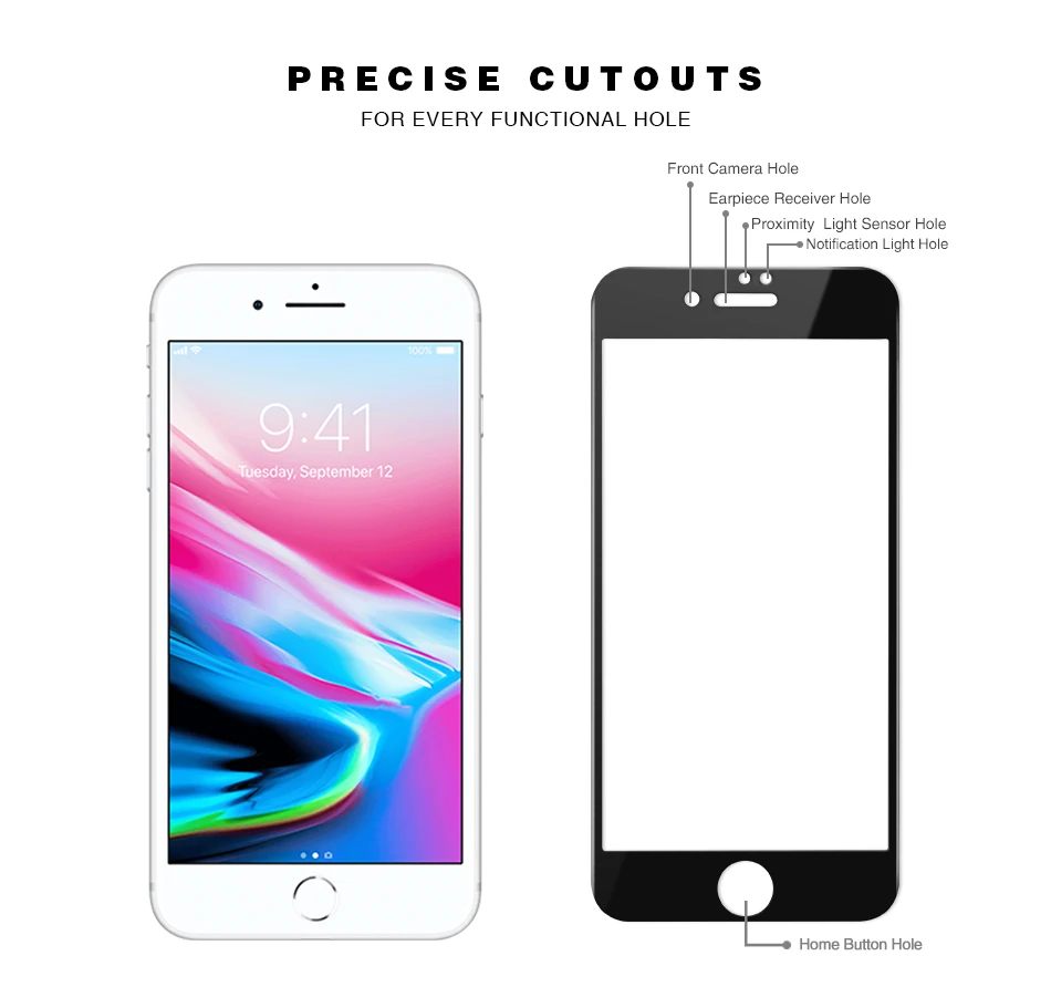 Протектор экрана для Apple iPhone 7 Plus 8 Plus закаленное стекло оригинальные capas почти полное покрытие защитная пленка Защита ЖК экрана черный белый