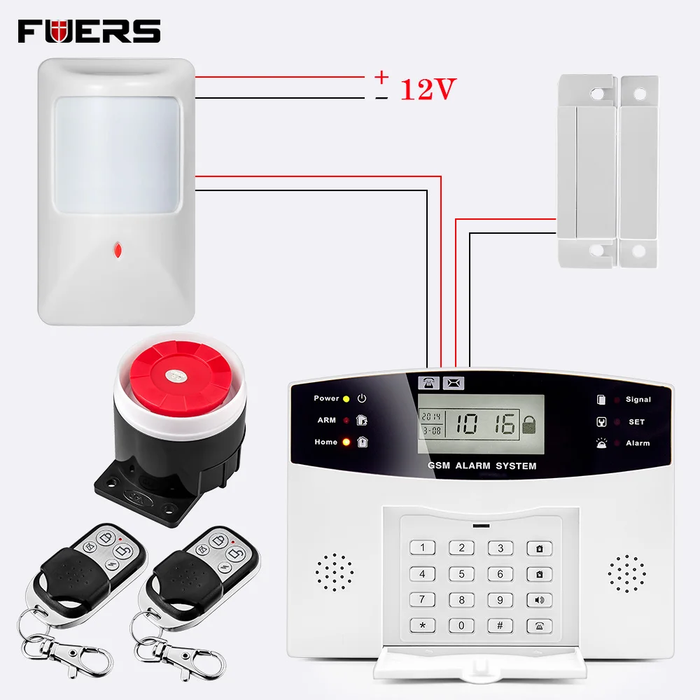 Kit 2 Fuers умный DP500 ЖК-экран голосовые подсказки SMS Push проводной беспроводной домашней безопасности Защита противоугонная GSM сигнализация - Цвет: Kit 2