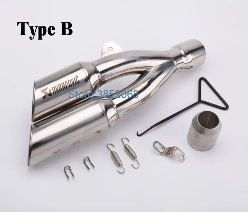 Inlet 51mm Motorbike Refit Exhaust Pipe Double Tube Outlet Muffler Port Thunder Z800 NINJIA300 | Автомобили и мотоциклы