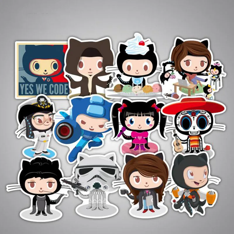 25 шт./пакет Octocat Осьминог кошка Водонепроницаемый наклейка Стикеры Рубин программистов убеждения багажник автомобиля Стикеры s Канцтовары Стикеры s