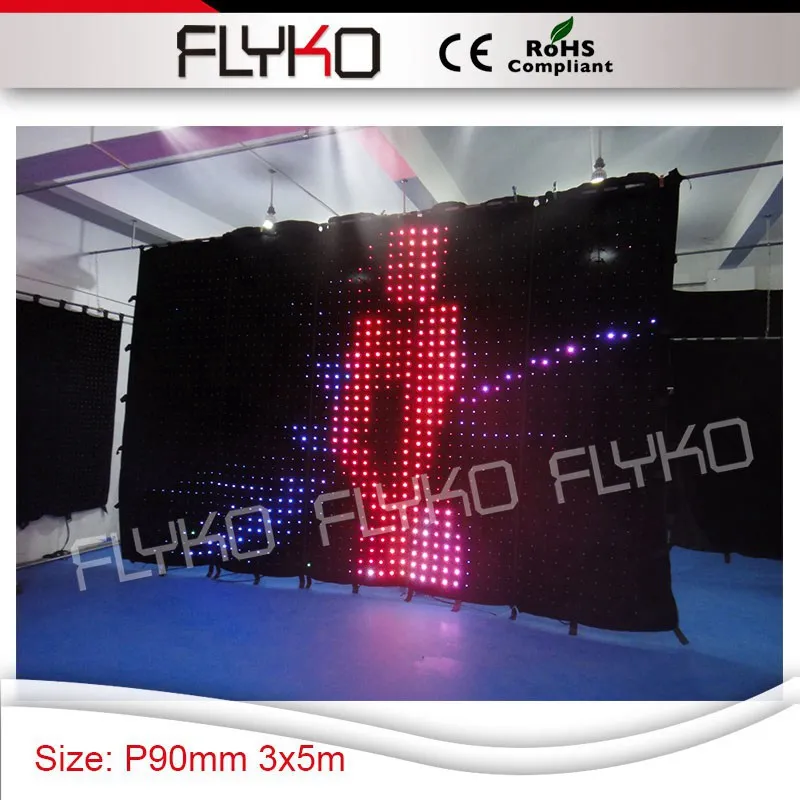 Лучшая цена factroy хорошее горячее разрешение p90мм Видео led dj занавес экран 3х5м фон