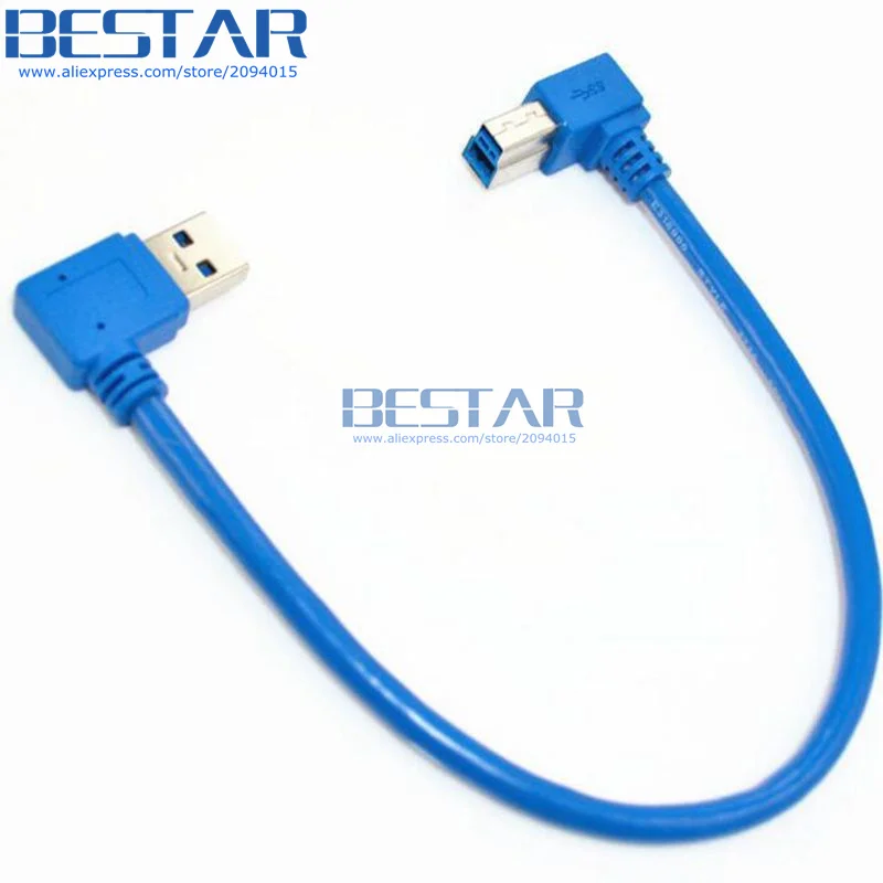(50pcs/lot) 1Ft USB 3.0 A male AM 90D Right angle to B BM angled printer Cable 30cm for printers Scanners HDD | Электроника