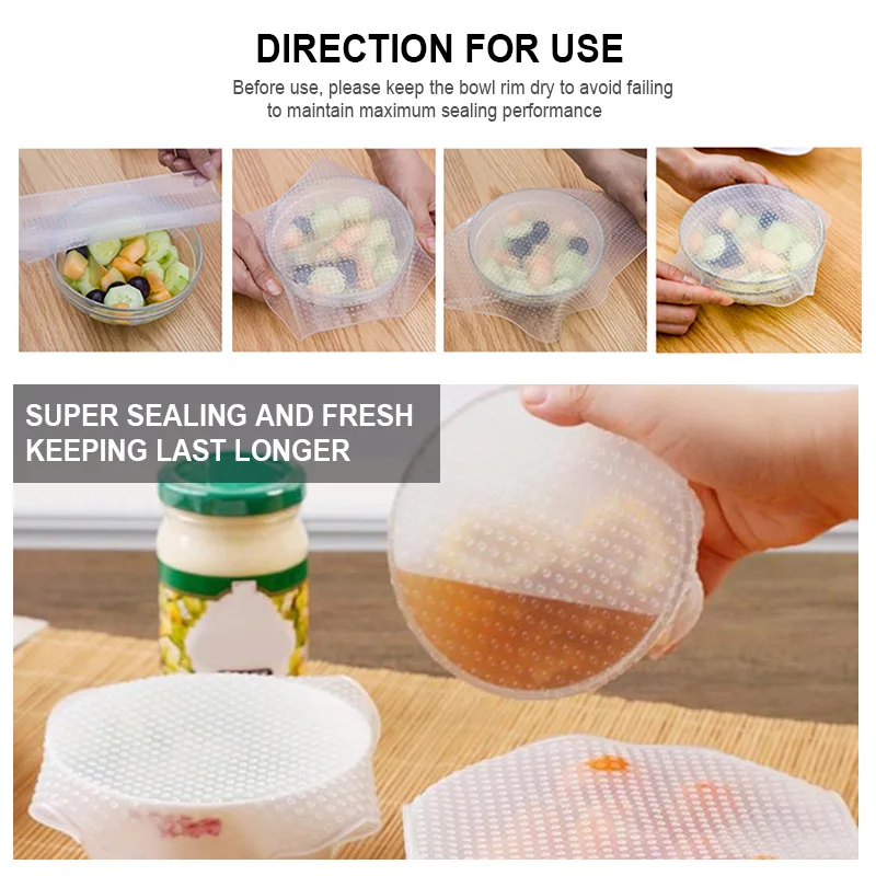 4 шт./лот многоразовые силиконовые крышки многофункциональные для упаковки