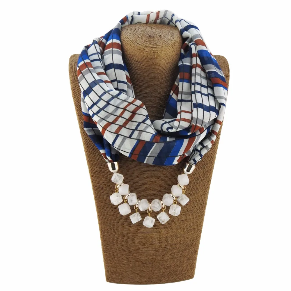 RUNMEIFA High Grade Colorful Voile Scarf Necklace Pearls Pendant For Women Jewelry Femme Eleagnt Accessories Echarpe |