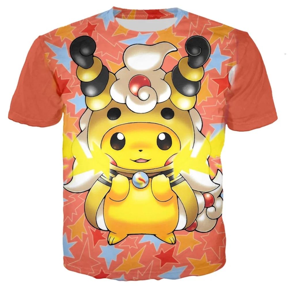 Дети Dragon Ball Pokemon Detective Pikachu 3D принтом Футболки для мальчиков с рисунком из мультфильма Футболка-динозавр Harajuku топы фильм футболки для девочек
