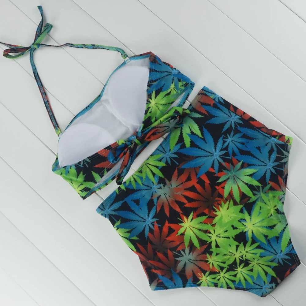 Высокая Талия бикини 2017 цветочный Купальники для малышек Для женщин Push Up