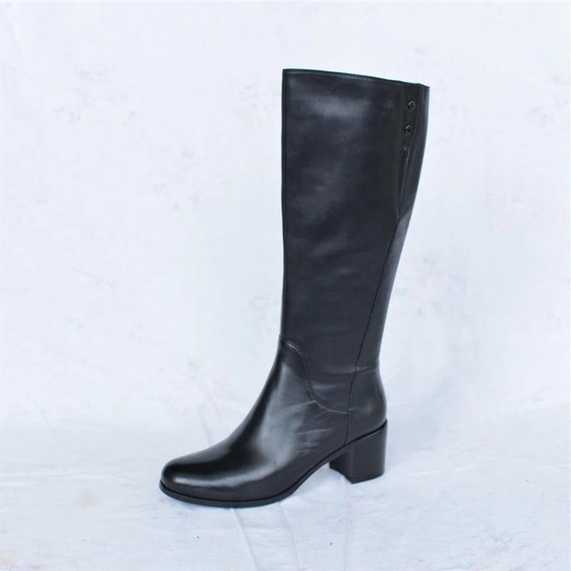 Осенняя женская обувь из натуральной кожи; bottines femmes; женская теплая обувь с подкладкой; женские зимние сапоги для верховой езды на толстом каблуке; Pritivimin; FN44