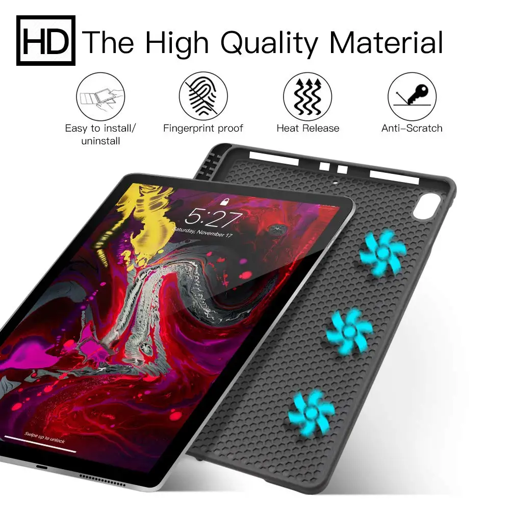 Магнитный чехол для нового iPad Pro 12,9 выпуска Apple Pencil Holder, тонкий защитный чехол-подставка для автоматического сна/пробуждения PU кожаный чехол