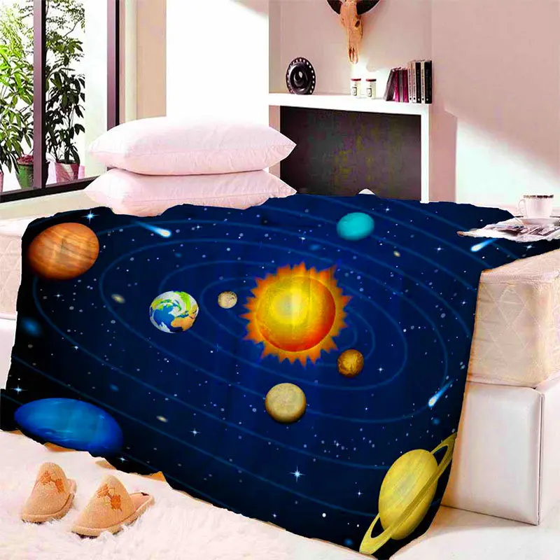 

Space Cosmic Planet Blanket Mat Warm Soft Wall Bedspread Living Room Travel Picnic Beach Towel Kids Boy Girl Cosplay