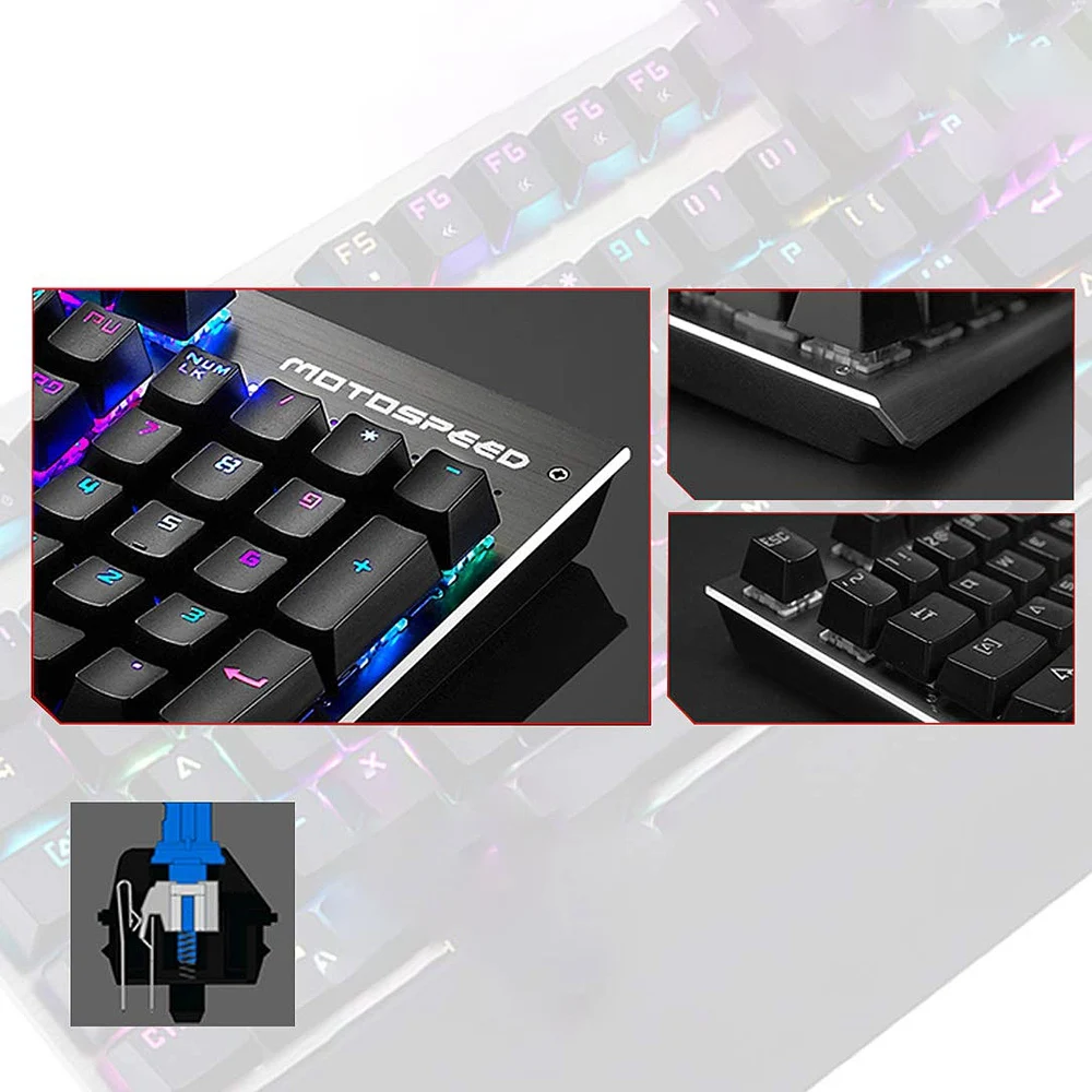 Motospeed Ck108 Usb Rgb Механическая игровая клавиатура для рук-переключатель