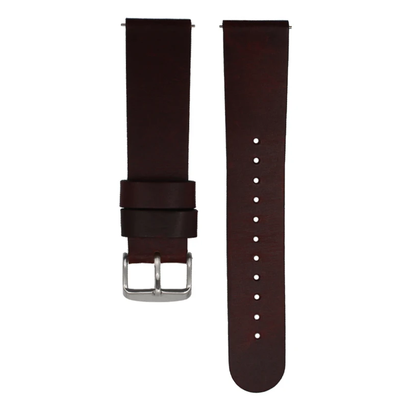dark brown silver Минималистичный стиль, ремешок для часов из натуральной кожи, 18 мм, 20, 22 мм, ремешок для часов, быстросъемный ремешок, тонкий двойной слой, Воловья кожа, ремешок для часов - Цвет ремешка: dark brown silver