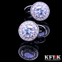 kflk shirt cufflink for womens mens brand with white crystal fashion cuff links buttons high quality luxury guests