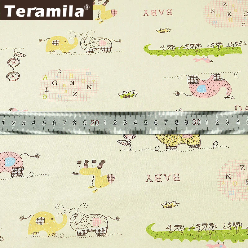 Teramila детская ткань 100% хлопок Мультяшные животные стиль бежевый твил швейный