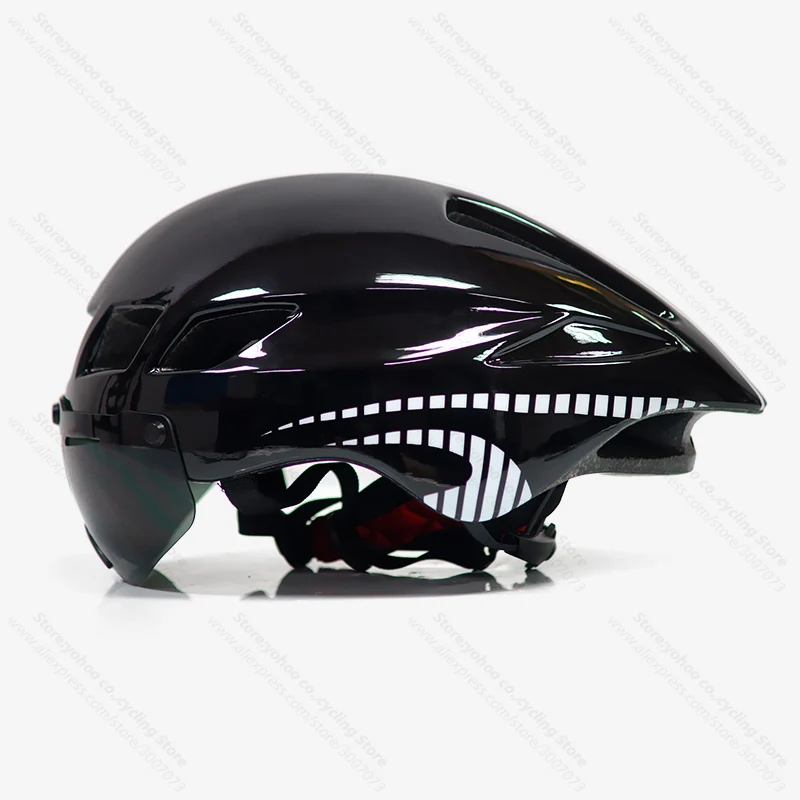 black-white Велосипедный шлем для мужчин Casco Ciclismo дорожный mtb горный велосипед Триатлон tt велосипедный шлем линзы очки equipe capacete da bicicleta - Цвет: black-white