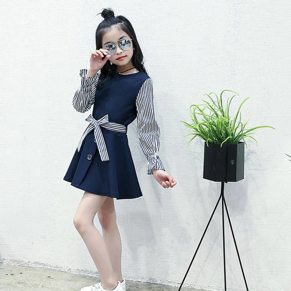 Платье для девочек из 2 предметов в стиле пэчворк платье детское с расклешенными