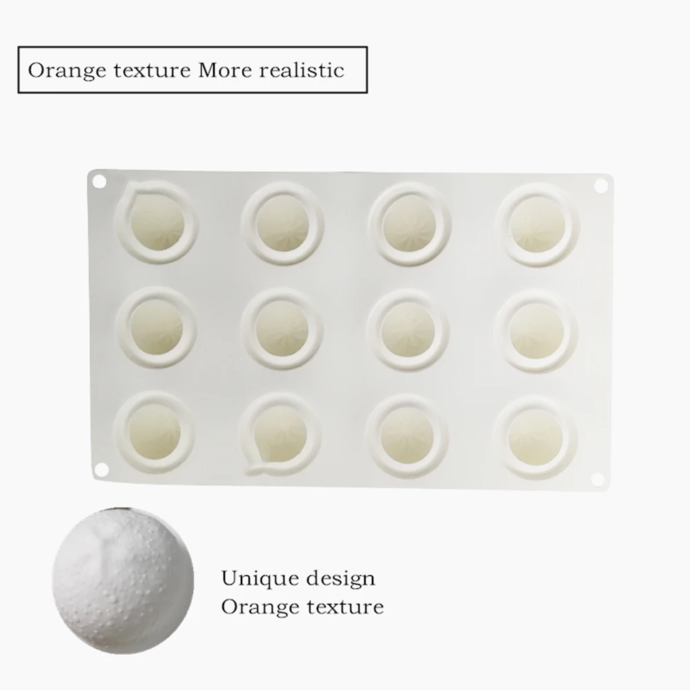 12 отверстий силиконовые оранжевые муссы плесень шоколадный мусс торт десерт