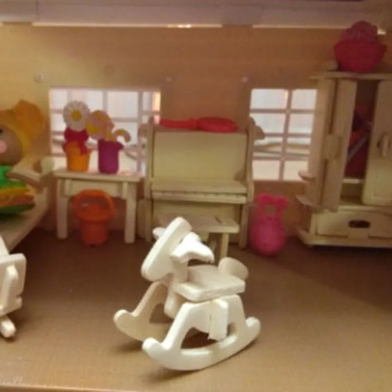 34 шт./компл. 3D Деревянный миниатюрный пазл мебель для кукольного домика модель