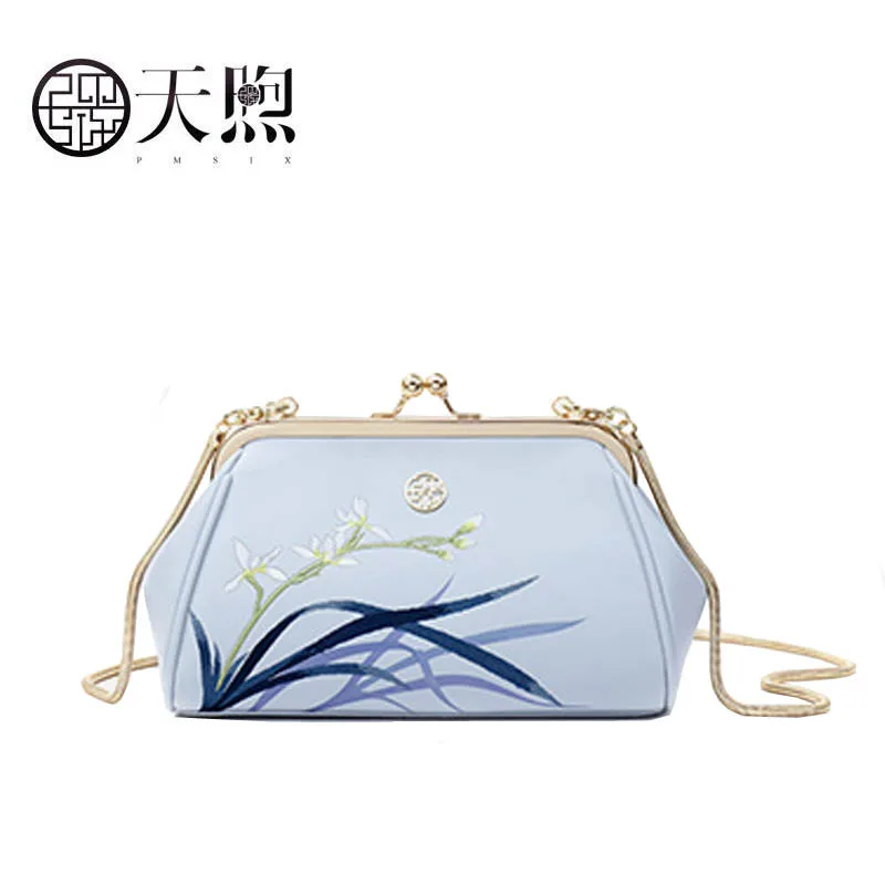Pmsix 2020 New Women Leather bag quality handbags Fashion Chain embroidered Luxury Cowhide tote women leather shoulder | Багаж и сумки