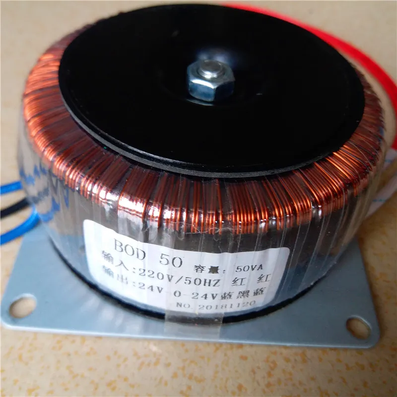 24V 0 1A медный Кольцевой трансформатор 50VA 220V вход двойной изготовленный на заказ