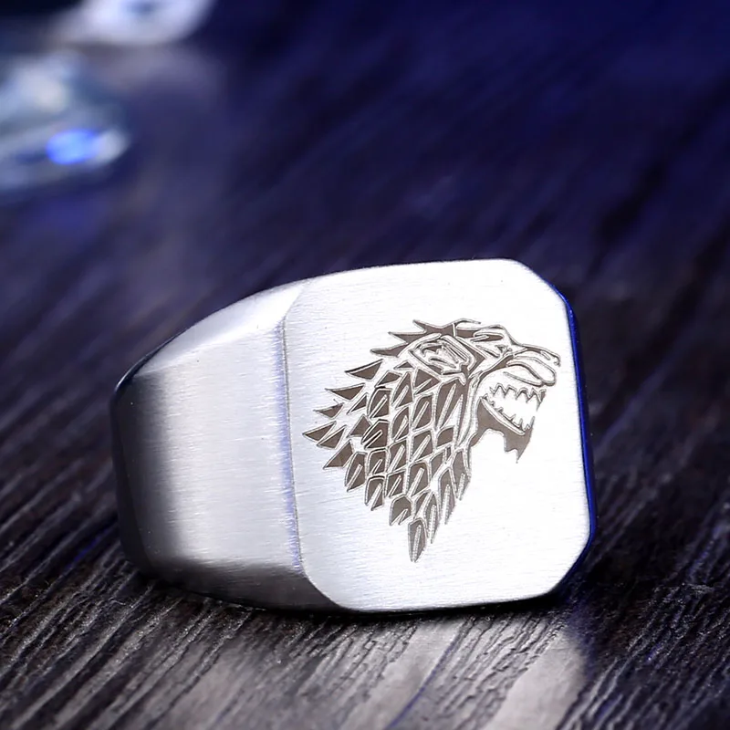 Wolf and white Байер магазин кольцо из нержавеющей стали 316L полированная печатка Твердые черный и золотой для мужчин Мода цена LR177 - Цвет основного камня: Wolf and white