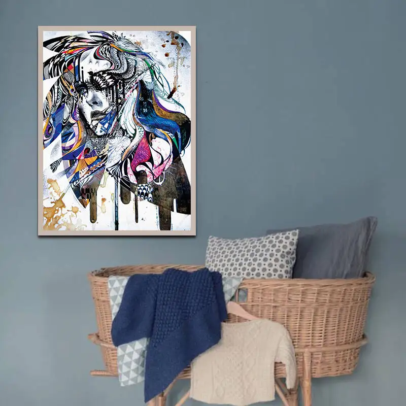 Привлекательный девушка абстрактный рисунок на холсте женщина стены искусства