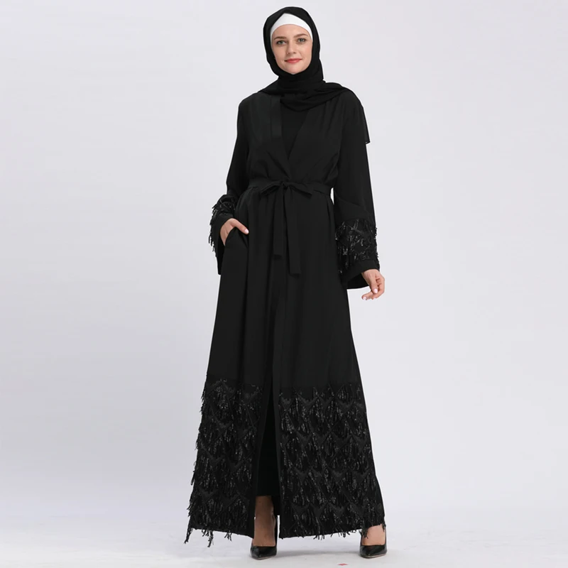Caftan Abaya с блестками мусульманское платье-хиджаб Jilbab Катар Оман Дубайский Кафтан