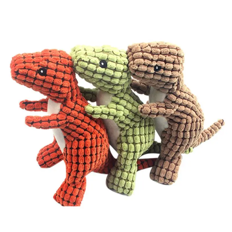 Pet Dog Durable Chew Toys Cute Dinosaur Squeak Puppy Teeth Cleaning Training Squeakers Sound Animal Toy For | Дом и сад
