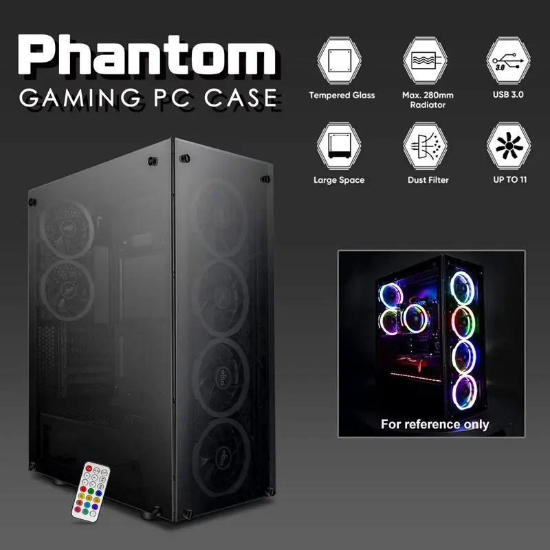 Игровой чехол darkFlash Phantom черный ATX Mid Tower настольный компьютер игровой корпус с 6 шт