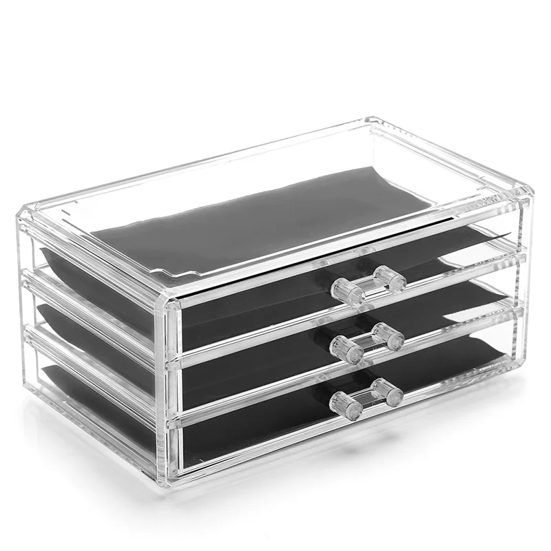 only box ANFEI C171 прозрачный пластик 3 ящика для хранения ювелирных изделий Органайзер лоток коробка прозрачный PS ящики для хранения с ювелирным поддон для колец C171 - Цвет: only box
