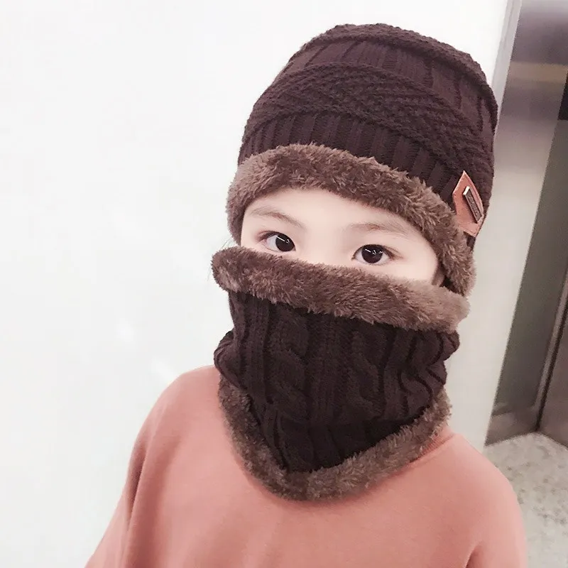 Лыжная шапка детский зимний теплый шарф 2 шт. шапки для мальчиков и девочек