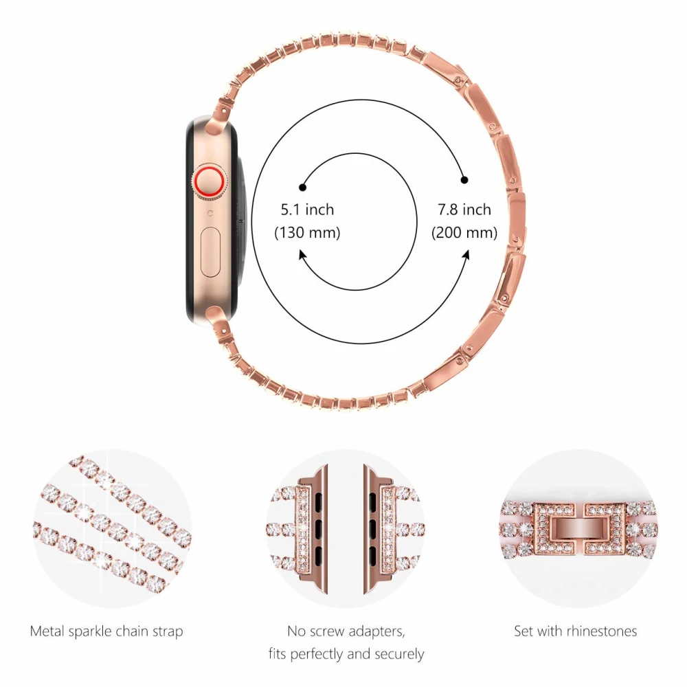 Женские аксессуары для часов с бриллиантами из нержавеющей стали Apple Watch серии