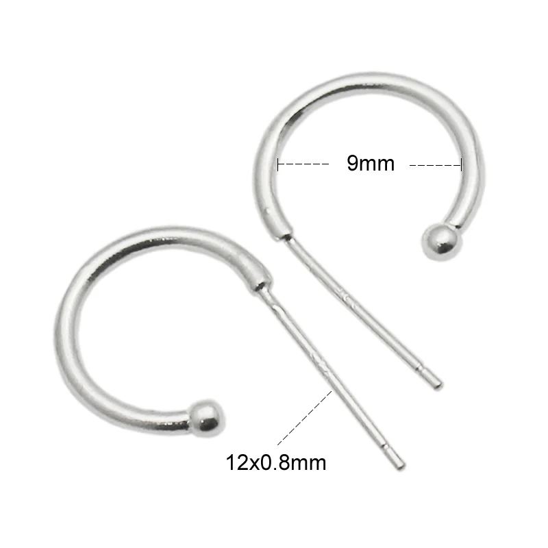 

Beadsnice 925 Sterling Silver Post Stud Earrings Findings with Closed Loop DIY Earring Components ID 34928