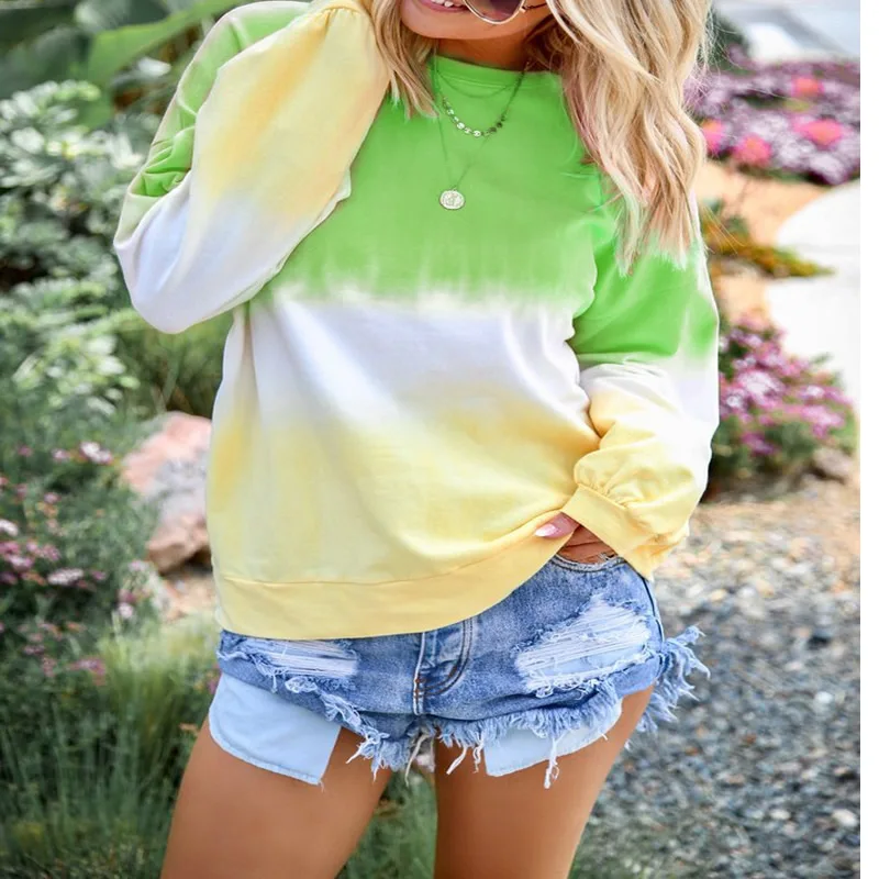 Women Sweatshirts 2019 Fashion Womens Contract Colors Loose Patchwork Female Casual Outwear Long Sleeve | Женская одежда