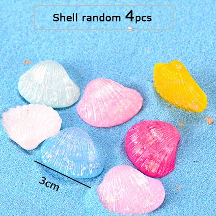 New Micro Fairy Garden Decoration Ornament Cute Dolphin Model Figures DIY Aquarium Accessories Beach Starfish Shell - Цвет: 4pcs shell
