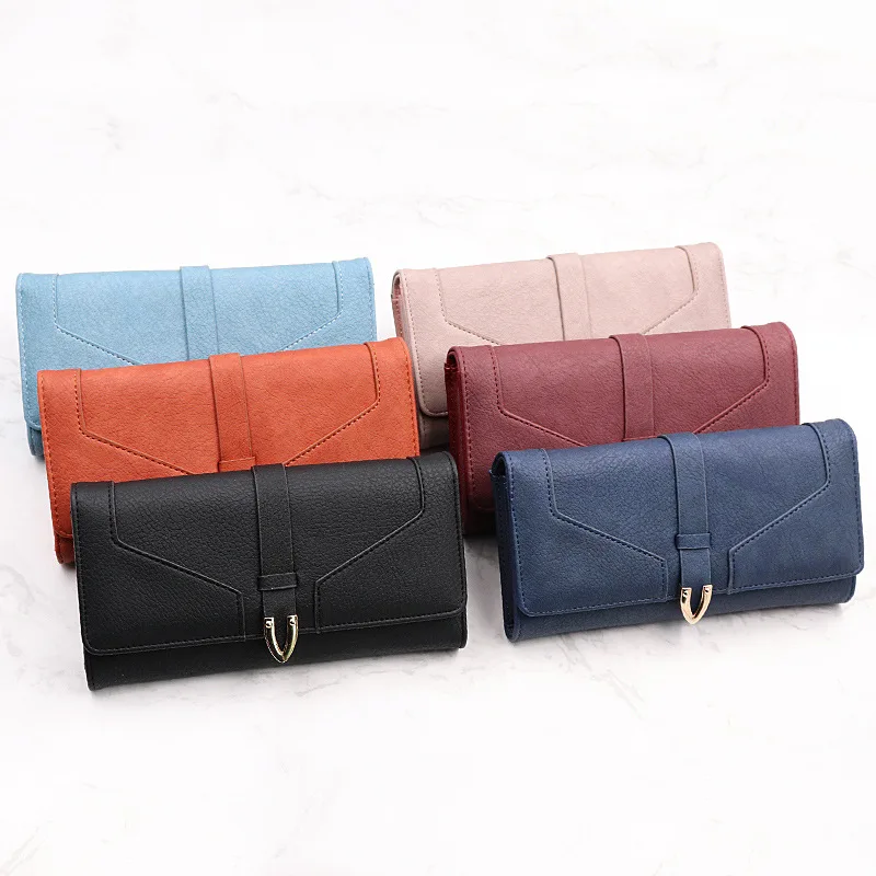 Женский кошелек с длинной застежкой многофункциональный винтажный из