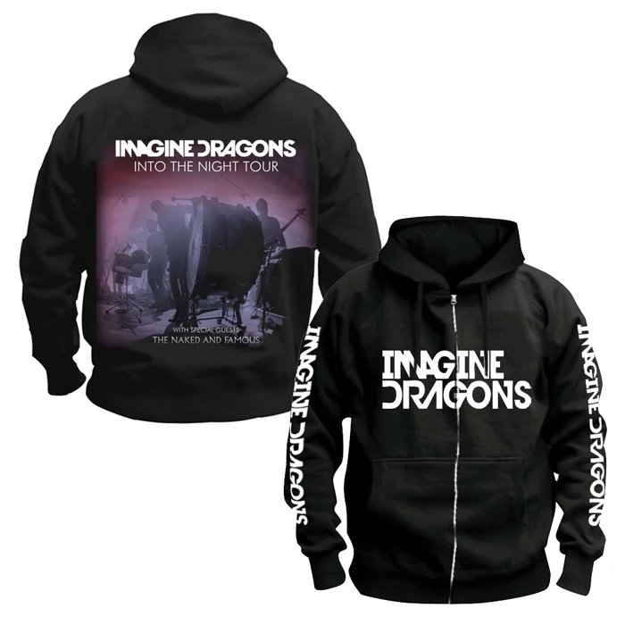 Bloodhoof Imagine Dragons Инди Рок Альтернатива Рок Панк Группа Мужская Черная хлопковая толстовка Азиатский размер - Цвет: 1