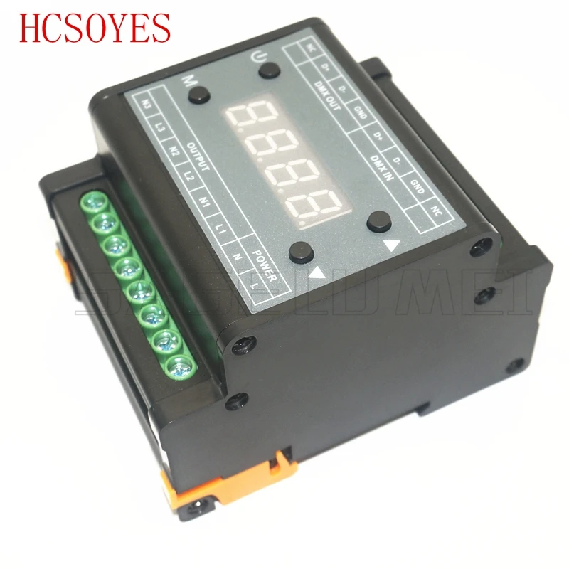 DMX302 led DMX triac диммер регулятор яркости AC90V-240V выход 3 канала 1A/CH Высокое напряжение led диммер для led панель светильник