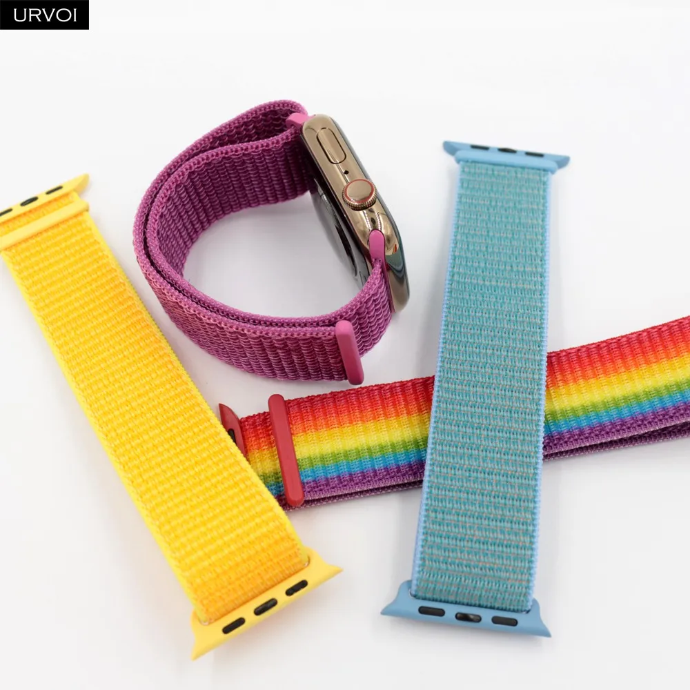 Спортивный ремешок URVOI для apple watch, серия 5, 4, 3, ремешок для iwatch, воздухопроницаемый, застежка-крючок, тканый нейлон, 40 мм, 44 мм