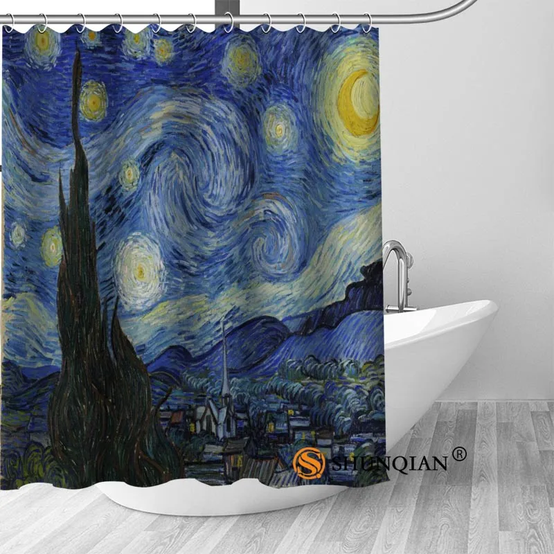 Изготовленный На Заказ Vangogh Звездное ночного Современная душевая Шторы Ванная