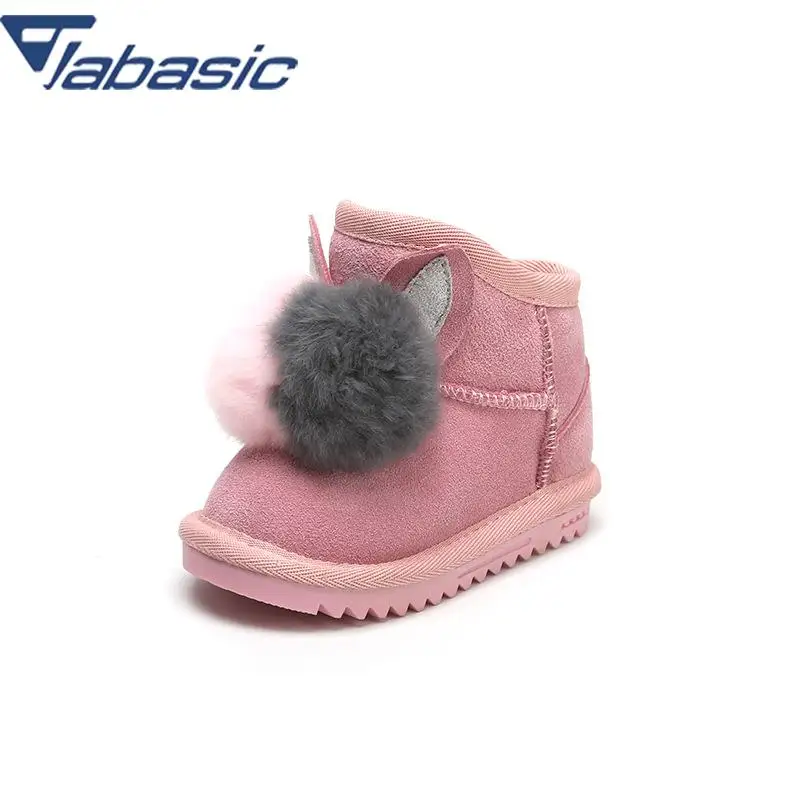 JABASIC мех кролика ботинки для девочек зимняя обувь зимние сапоги теплая с мехом