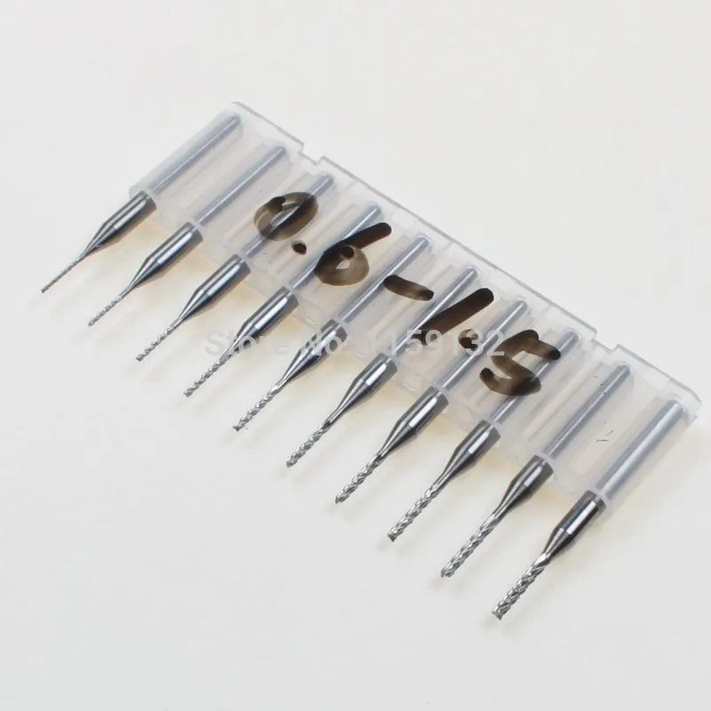 

10pcs 3.175mm Carbide End Mill Engraving Bits 0.6-1.5mm Cutting Edge PCB CNC