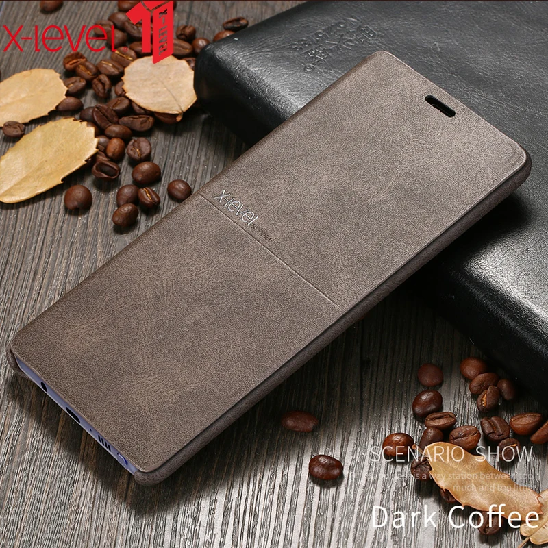 Чехол из высококачественной классической ретро-кожи X-Level Luxury Flip для Samsung Galaxy S8 S7 Edge S10e Plus Note 9 8 Note 7 5 Flip Cover On.