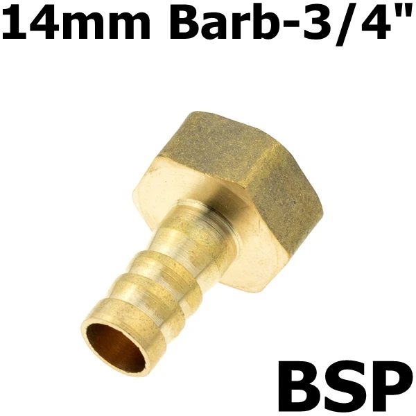 14mm Barb-06 Латунный 12 мм 14 мм 8 мм 10 мм 19 мм 25 мм штуцер шланга 3/" PT BSP гнездовой резьбовой соединитель Соединительная медная трубопроводная муфта адаптер - Цвет: 14mm Barb-06