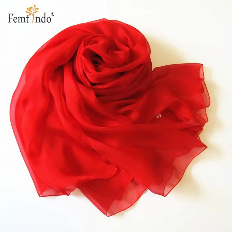 Модный классический стиль рандомный однотонный шифоновый шелковый шарф чистый