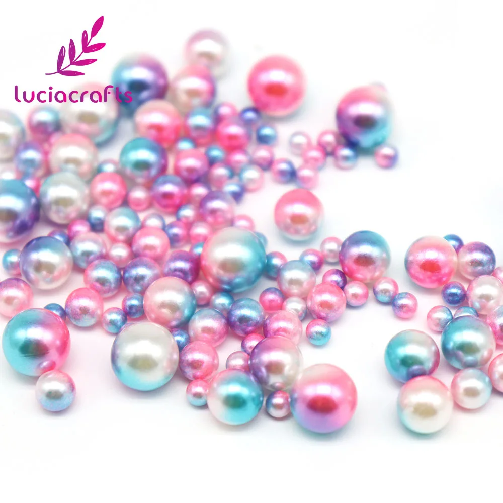 Lucia Crafts 4/6/8/10 мм смешаны в случайном порядке, нет отверстия имитация жемчуга Круглой Формы Свободные Бисер для одежды собственными руками Сделай Сам аксессуары 20 г/лот E0906